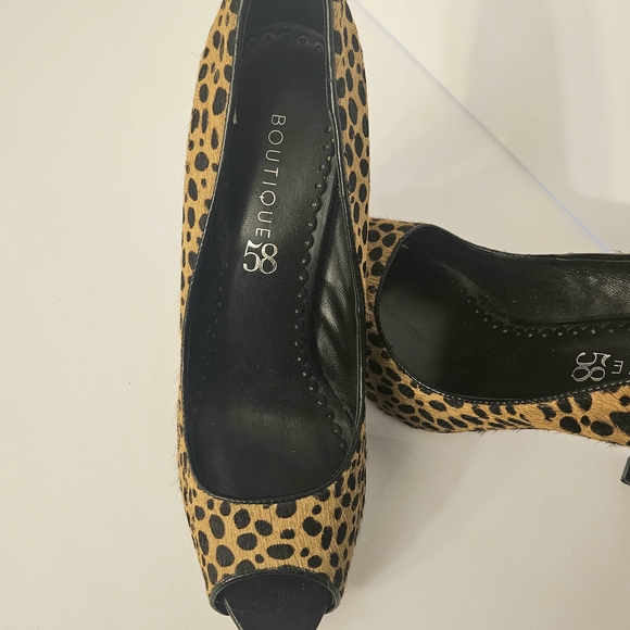 Leopard Print Peep Toe Heels - Picture 8 of 9